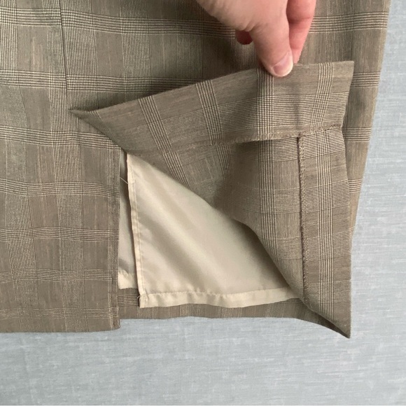 Jessica Dream Fit Pencil Skirt Knee Length Tan Glencheck Sz 14 - Picture 6 of 11